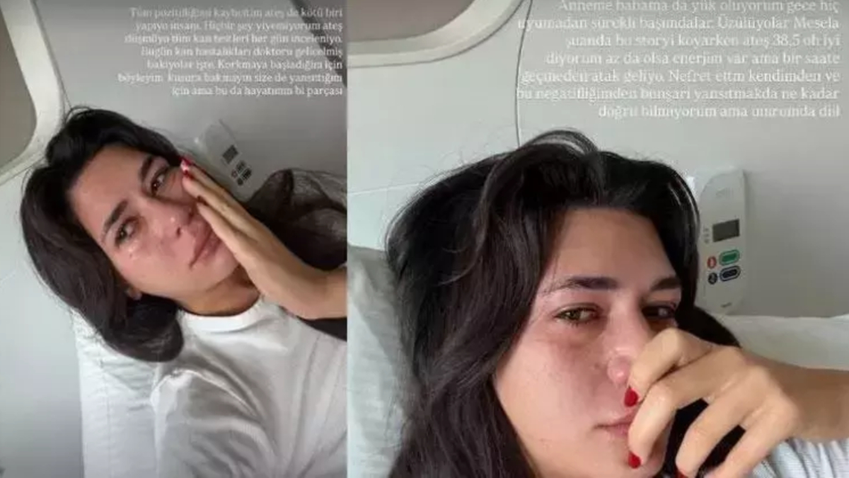 Sibil Çetinkaya hastane odasında sağlık durumu hakkında açıklama yapıyor